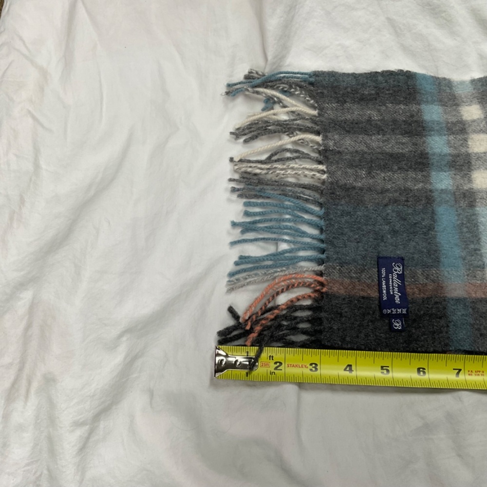 100% Lambswool Tartan Scarf Ballantrae Edinburgh Blue and Grey - Picture 7 of 8